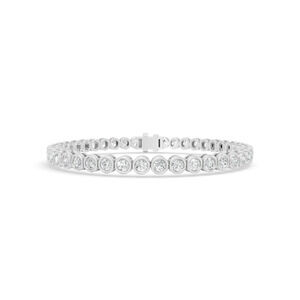 4.39 wct Diamond Bezel 14K White Gold Tennis Bracelet